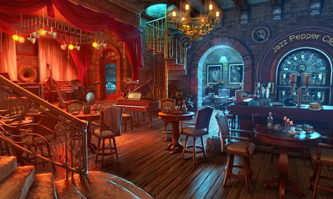 Tavern Ideas, Head Games, Episode Backgrounds, Jazz Bar, Fantasy Rooms, Fantasy Background, Rpg Map, Games Art, Fantasy City