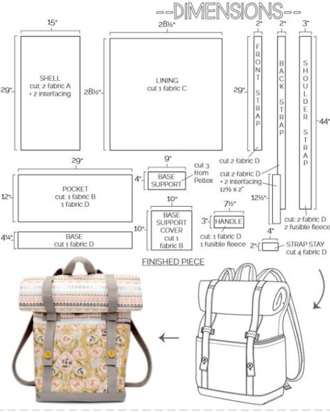 Backpack Pattern Sewing, Backpack Tutorial, Backpack Sewing, Modern Bag, Free Sewing Pattern, Backpack Pattern, Beginner Sewing Projects Easy, Sew Ins, Leftover Fabric