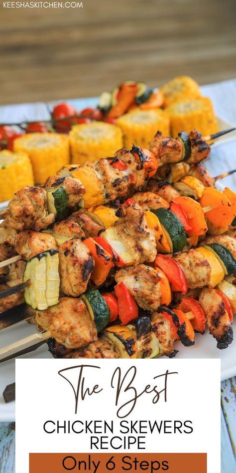 Chicken Mushroom Skewers, Chicken And Veggie Skewers Grilled, Chicken And Beef Skewers, Scewers Appetizers Easy Chicken, Grill Chicken Kabob Recipes, Chicken And Shrimp Skewers, Chicken On A Skewer, Chicken Brochettes Skewer Recipes, Chicken Thigh Skewers Kebab Recipes