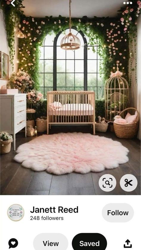 Enchanted Garden Nursery, Baby Girl Forest Nursery, Enchanted Nursery Theme, Rose Nursery Theme, Fairy Baby Room, Fairy Themed Nursery, Nursery Ideas Gender Neutral, Fairy Nursery Theme