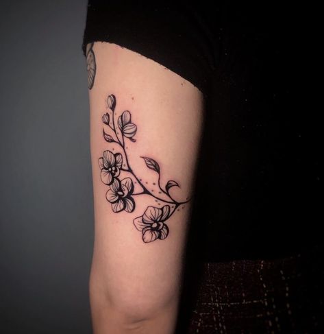 Traditional Orchid Tattoo, Cute Granola Outfits, Granola Outfits, Orchid Tattoo, Mark Tattoo, Tattoo Traditional, Now Booking, Blackwork Tattoo, Tattoo Inspo