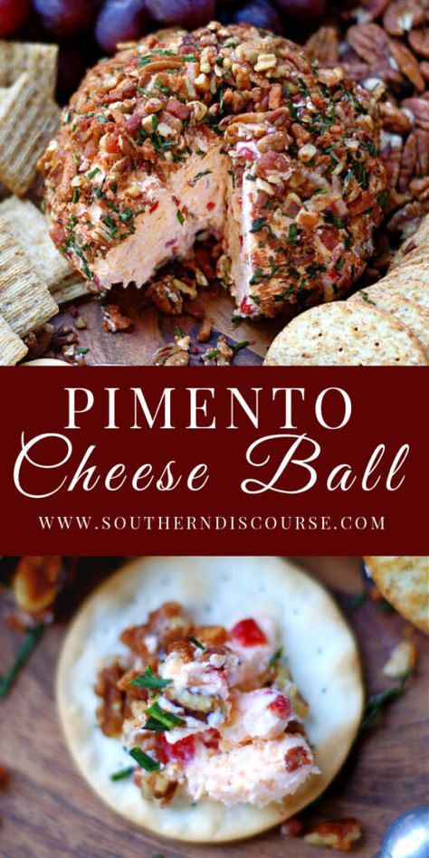 Pimento Cheeseball Recipes, Southern Cheese Ball, Best Cheese Ball Recipes, Pimento Cheese Ball, Southern Pimento Cheese, Southern Discourse, Cheese Ball Recipes Easy, Cheese Dips, Southern Thanksgiving