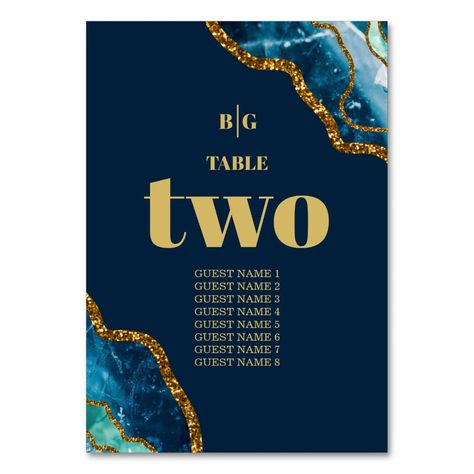 Blue & Gold Agate Geode Glitter Wedding Table Numbers Wedding Elegant, Glitter Table Numbers, Table Number Cards, Glitter Wedding, Agate Geode, Stationery Items, Wedding Matches, Modern Wedding Invitations, Wedding Table Numbers