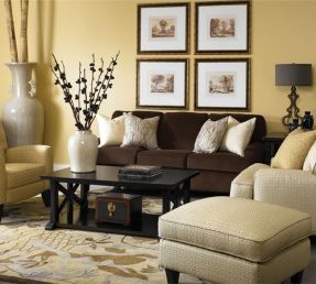 decorate around a brown sofa - Google Search Dark Brown Furniture, Brown Sofa Living Room, Brown Living Room Decor, Brown Couch Living Room, Yellow Living Room, Living Room Color Schemes, Brown Furniture, Brown Living Room, Living Room Colors