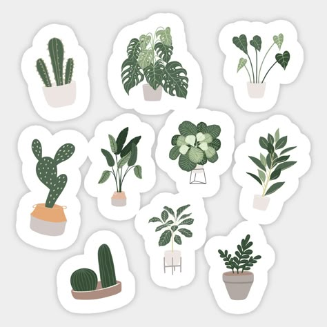 Aesthetic Designs Stickers, Aesthetic Design Flower, Cactus Stickers Printable, Aesthetic Leaves Stickers, Sticker Design Flower, Aesthetic Design Sticker, Flowers Aesthetic Design, Aesthetic Green Design, Cute Plant Stickers