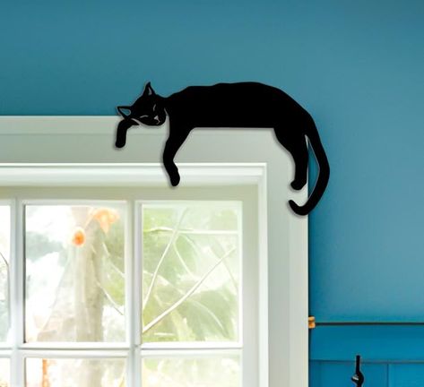 PRICES MAY VARY. Charming Wood Cat Decor: This beautifully crafted wood sleeping black cat decoration measures 7.87 inches, making it the perfect accent for your door corner, shelf, entryway, or window frame. It adds a touch of whimsy and charm to any space. Home Decor Accent: Ideal for various settings, this cat decor is perfect for enhancing your living room, bedroom, office, or studio. Whether it's farmhouse decor or modern spaces, this piece complements all home décor styles. Double-Sided De Cat Themed Decor, Cat Themed Nursery, Black Cat Decorations, Decoration For House, Cat Decorations, Living Room Office Desk, Shelf Entryway, Cat Bedroom, Black Cat Decor