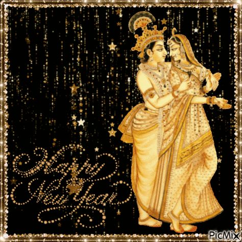 ❤️Radha Krishna❤️Happy New Year 2022❤️ Radha Krishna New Year Wishes, Happy New Year Radha Krishna, Happy New Year Krishna, Radha Kishan, God Gif, To All My Friends, Religious Photos, Happy New Year 2022, 3d Art Drawing