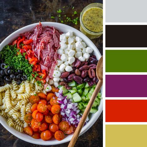 Palette Challenge, Food Inspired, Color Palette Challenge, Salad Bowl, World Of Color, Salad Bowls, Colour Palette, Pasta Salad, Color Palettes