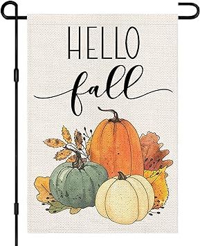 Hello Fall Pumpkin Garden Flag 12x18 Inch Double Sided, Autumn Sign Seasonal Yard Outdoor Thanksgiving Decor DF310 Outdoor Thanksgiving Decor, Fall Decor Signs, Fall House Flags, Outdoor Thanksgiving, Pumpkin Garden, Fall Garden Flag, Pumpkin House, Outside Decorations, Fall Thanksgiving Decor