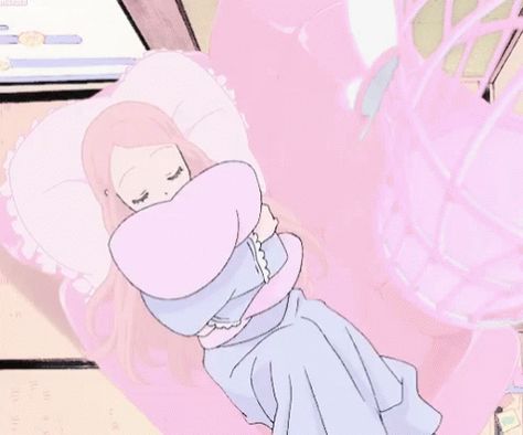 Anime Sleeping GIF - Anime Sleeping Hug - Discover & Share GIFs Animated Gif, Gif, Bed, Anime, Pink