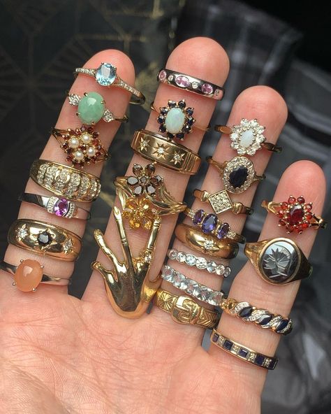 Daniel T on Instagram: “Lots of new pieces arriving! Swipe to see more! Keep an eye on our upcoming Instagram drops! #jewellery #jewelry #9ct #9ctgold #9k #gold…” Lots Of Rings, Unique Jewelry Vintage, Diy Jewelry Rings, Gold Jewellry, Gold Girl, Chic Earrings, Dope Jewelry, Unusual Jewelry, Maximalism