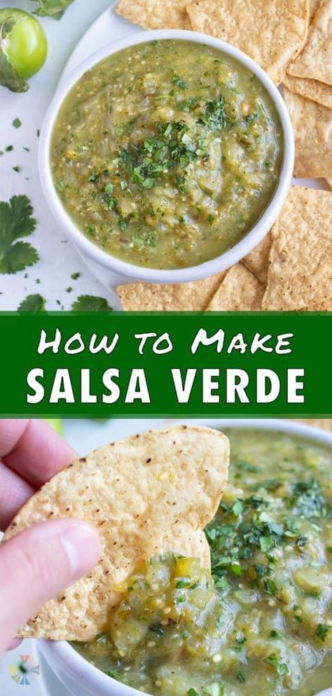 Green Salsa Recipes, Verde Salsa Recipe, Mexican Salsa Recipe, Vegan Salsa, Easy Salsa Verde Recipe, Easy Salsa Verde, Taco Ideas, Cinco De Mayo Recipes, Flavored Butters