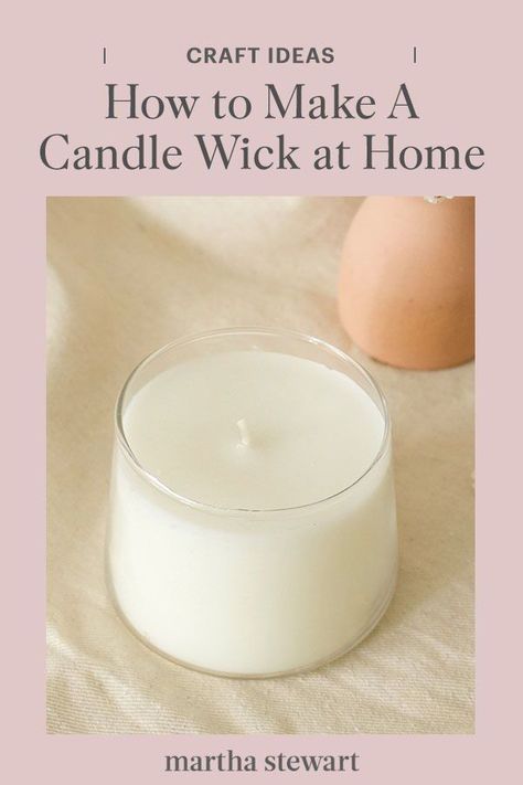 This simple cotton wick is a must for your handmade candle projects. As an option, you can dip your wick in melted wax or oil before using but the clean cotton will light just as easily and burn cleanly. #marthastewart #crafts #diyideas #easycrafts #tutorials #hobby Diy Candle Wick With Yarn, Make Fire Starters, Reuse Candle Wax, Reuse Candle, Diy Candle Wick, Make A Candle, Candle Projects, Candle Wick, Scented Sachets