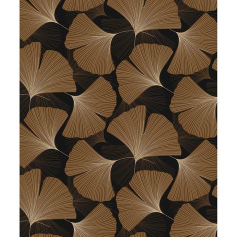 Copper Wallpaper, Moody Wallpaper, House Finishes, Gingko Leaves, Metallic Copper, Wallpaper Direct, Ginkgo Leaf, Pattern Matching, Leaf Wallpaper