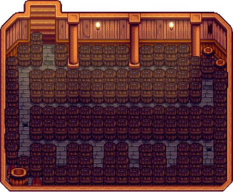 Stardew Farms, Stardew Valley Layout, Stardew Valley Tips, Stardew Valley Farms, Basement Layout, Farm Layout, Cellar Design, Farm Design, Shed Design