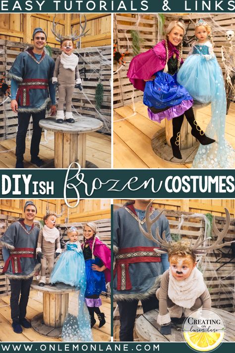 Kristoff Costume Diy, Elsa Costume Diy, Diy Anna Costume, Family Costumes Disney, Diy Elsa Costume, Anna Costume Diy, Frozen Costume Diy, Sven Costume, Halloween Handouts