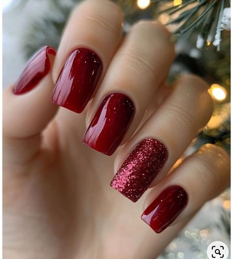 Red Nail Manicure Ideas, December Christmas Nails, One Color Christmas Nails, Christmas Festive Nails, Christmas Nails Dip Powder Red, Christmas Classic Nails, Elegant Red Christmas Nails, Christmas Nails Gel Short Simple Red, Festive Nails Christmas Red