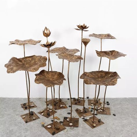 Large Flower Sculpture, Lotus Sculpture Art, Lotus Installation, Tulip Sculpture, Botanical Sculpture, Ambience Decor, Plant Sculpture, Metal Flowers Garden, Sculpture Flower