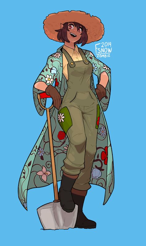 A Farmer, Stardew Valley, Character Design References, Female Character Design, Dnd Characters, Character Portraits, Cartoon Art Styles, A Drawing, Art Reference Photos