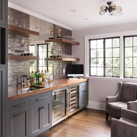 75 Wet Bar Ideas You'll Love - May, 2023 | Houzz Renovation Facade, Wet Bar Designs, Basement Wet Bar, Wet Bar Ideas, Kitchen Wet Bar, Home Wet Bar, Recessed Panel Cabinets, Bar In Casa, Basement Bar Designs