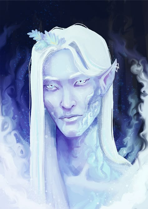 Autumn Eladrin, Winter Eladrin, Wild Magic Sorcerer, Eladrin Elf, Magic Sorcerer, Wild Magic, Snow Elf, Elder Scrolls Skyrim, Elf Art