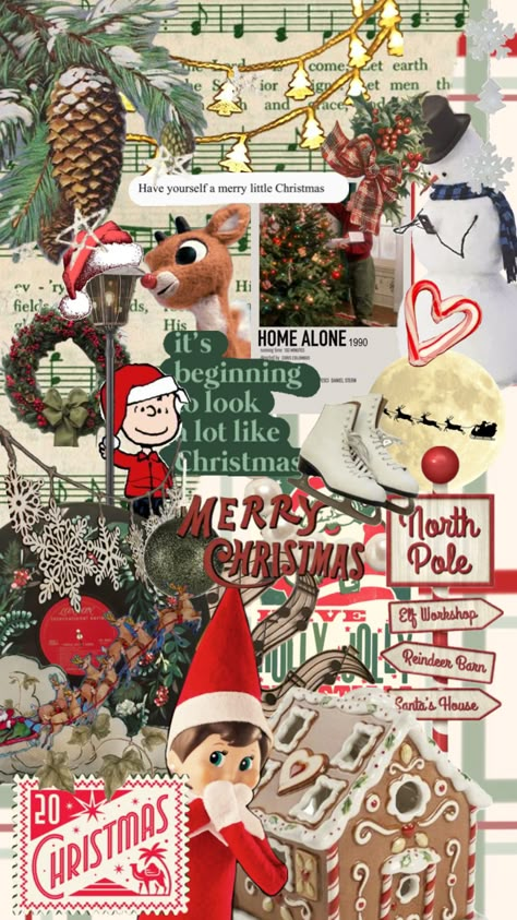 Christmas Collages, Christmas Wallpaper Ipad, Cute Christmas Backgrounds, Visual Composition, Merry Christmas Wallpaper, Xmas Wallpaper, Christmas Wallpaper Backgrounds, Christmas Collage, Preppy Christmas