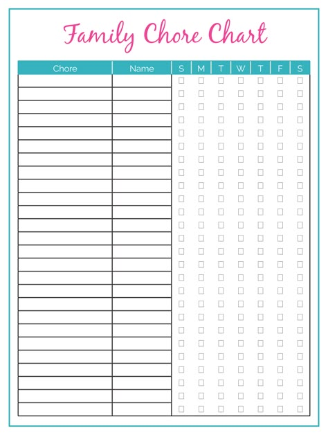 Printable Family Chore Chart Template Chores List Ideas, Family Chore Charts Printable, Chore Chart For Family, Free Chore Chart, Chore Chart Family, Chore List For Adults Free Printable, Weekly Chore Chart Template, Chore List Template, Free Chore Chart Printables Templates