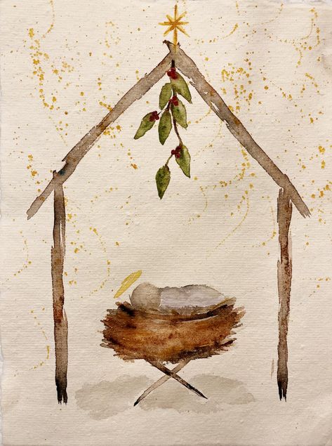 Deni Fender my friend this watercolor... - The Vintage Pebble Paint With Me, Watercolor Christmas Cards, Christmas Coasters, Art Diary, Jesus Art, Christmas Watercolor, The Vintage, Holiday Fun, Christmas Decor Diy