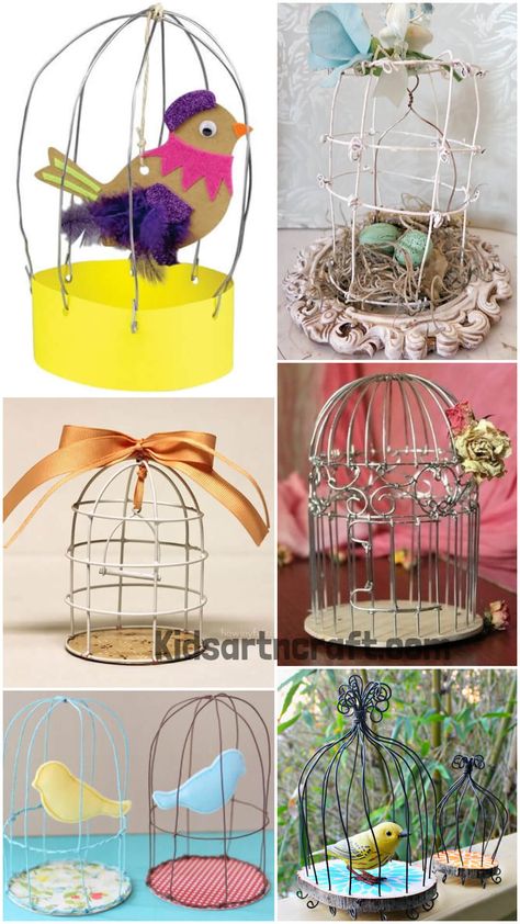 Beautiful Wire Birds & Birdcage Crafts Bird Cage Craft, Diy Birdcage, Wire Birds, Diy Bird Cage, Bird In A Cage, Paper Cup Crafts, Diy Popsicle, Free Nature, Bird Cage Decor