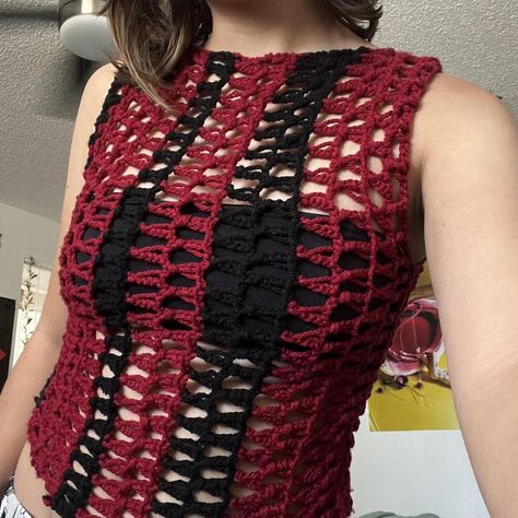 black and red two sided crochet mesh tank!!
🦇 1 of... - Depop Black And Red Crochet, Red Crochet Top, Red And Black Top, Black Crochet Top, Red Crochet, Mesh Tank Top, Crochet Inspo, Black Crochet, Red Outfit