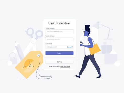 Log in to your store by Meg Cool Web Design, Fashion Illustration Design, Ui Illustration, Login Page Design, Web Design Quotes, Flat Design Illustration, Web Inspiration, Ui Design Inspiration, Illustration Fashion Design