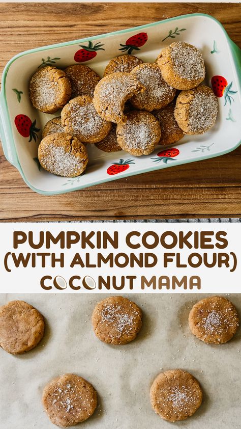 Start prepping for autumn with these soft, spice-filled Harvest Pumpkin Cookies (with Almond Flour)! Healthy Pumpkin Cookies Almond Flour, Halloween Cookies Healthy, Pumpkin Almond Flour Cookies, Almond Flour Honey Cookies, Almond Flour Cookies Healthy, Almond Flour Pumpkin Cookies, Low Sugar Christmas Cookies, Sugar Christmas Cookies, Almond Flour Pumpkin Muffins