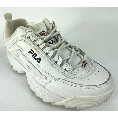 Fila Disruptor II Premium Sneakers Women's 6.5 All White Leather Tennis Shoes White Leather Tennis Shoes, Fila Running Shoes, Fila Disruptor 2, Womens White Trainers, Fila Disruptor, Fila Disruptors, White Casual Shoes, Trendy Shoes Sneakers, Fila Shoes