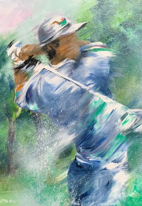 Golf Painting, Abstracted Art, Golf Pictures, Soft Pastel Art, Golf Art, Watercolor Fashion, Sport Illustration, Driving Range, Sports Art