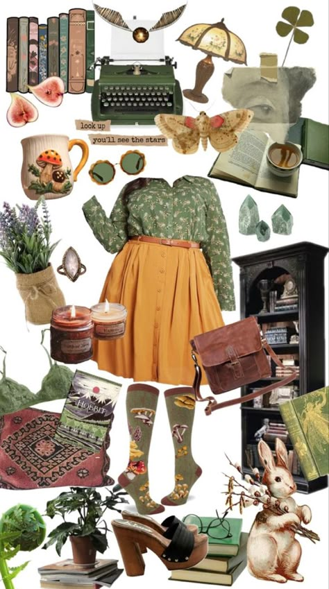 Pastel Goblincore Outfit, Summer Hobbit Outfit, Hobbit Aesthetic Outfit, Herbology Aesthetic Outfit, Hobbit Core Fashion, Cottage Core Outfits Casual, Woodland Aesthetic Outfit, Botanist Outfit, Gardencore Outfit