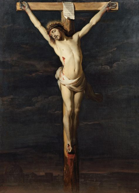 "Now is the time of judgment on this world; now the ruler of this world will be driven out. And when I am lifted up from the earth, I will draw everyone to myself.” John 12:31-32 // The Crucifixion // c. 1631 // Jacob Adriaensz de Backer // © Saint Petersburg, Pavlovsk national museum // #Jesus #Christ #Cristo Goya Paintings, Lorenzo Bernini, Francisco Goya, The Cross Of Christ, Caravaggio, Chiaroscuro, Rembrandt, Religious Art, The Cross