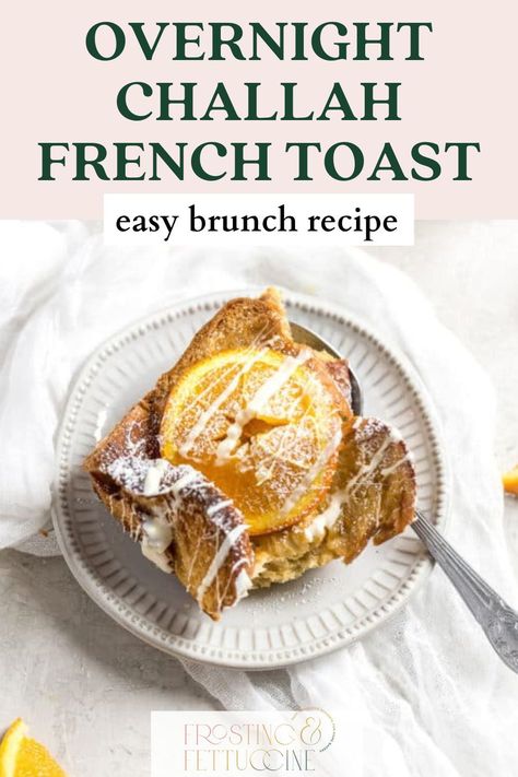 This overnight french toast recipe with challah bread is the perfect breakfast recipe for a crowd. This citrus challah french toast is infused with orange and white chocolate but can be easily adapted to any flavor you like! A perfect make ahead brunch recipe for Mother's Day or any occasion. Overnight Challah, French Toast Bake With Challah Bread, French Toast Bake Challah Bread, Overnight Challah French Toast, Challah French Toast Casserole, Challah French Toast Recipe, Nyt Overnight French Toast, Make Ahead French Toast, Overnight French Toast Recipe