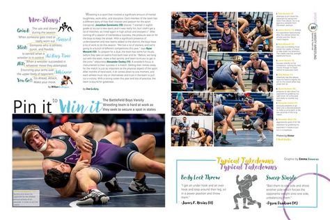 Wrestling Yearbook Spread, Yearbook Sports Spreads, Teaching Yearbook, Yearbook Spreads, Yearbook Layouts, Yearbook Pages, Yearbook Ideas, Yearbook Design, Watercolor Sunset