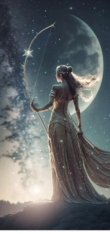 Artemis Art Moon Goddess, Artemis And Orion Art Greek Mythology, Mountain Goddess Art, Artemis Goddess Mythology, Artemis Goddess Art Mythology, Artemide Dea Aesthetic, Goddess Of Stars Aesthetic, Goddess Energy Aesthetic Wallpaper, Artemis Greek Goddess Art