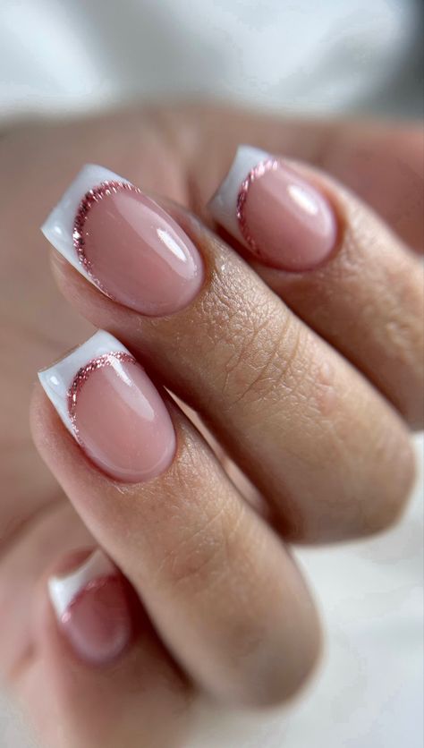 Biab French Tip Designs, French On Short Nails, Francia Nails, Nail Ideas For Natural Nails, French Nails With Pink, French White Nails, Nail Shapes Square, Manicure Nail Designs, French Manicure Nails