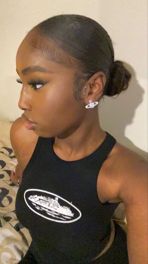 Sleek Black Women Hairstyles, Short Slick Back Hair Black Women, Short Sleek Hairstyles Black Women, Sleek Bun Black Women Natural, 4c Sleek Hairstyles, Sleek Hairstyles Black Women Natural, Slick Hairstyles Baddie 4c, Sleek Hairstyles 4c Hair, Slick Bun On 4c Hair