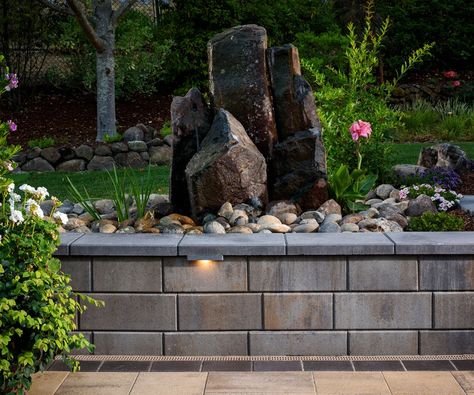 Retaining Wall Inspiration Image Gallery Retainer Walls Landscape, Stucco Retaining Wall Ideas, Retaining Wall Driveway Front Yard, Backyard Landscaping Retaining Wall, Allan Block Retaining Wall, Retaining Wall Decorating Ideas, Retaining Wall Design Ideas, Concrete Patio With Retaining Wall, Cinder Block Wall Ideas