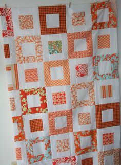 Cluck Cluck Sew, Orange Quilt, Twin Quilt Size, Jellyroll Quilts, Easy Quilt Patterns, Quilt Block Pattern, Diy Quilt, White Quilt, Scrappy Quilts