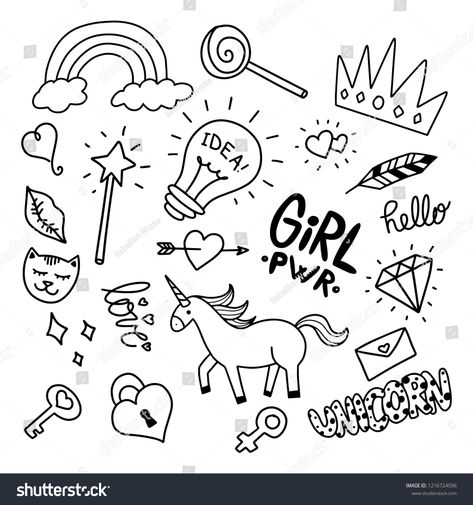 Girly Doodle Art, Girly Doodles Easy, Cute Girly Doodles, Beauty Doodles, Nice Sketches, Girly Doodles, Intro To Art, Doodle Girl, Doodle Design