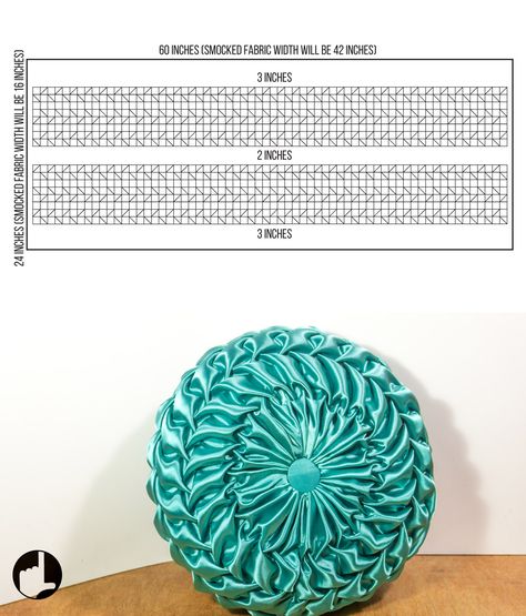 Round Smocked Pillow Pattern, Smocking Pattern, Canadian Smocking, Smocking Tutorial, Pillow Cases Diy, Pillows Decorative Diy, Smocking Patterns, Pillow Crafts, Pillow Tutorial