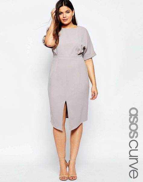 Image 1 of ASOS CURVE Split Front Wiggle Dress Corporate Wardrobe, Plus Size Looks, Dress Business, Plus Size Summer Outfits, Asos Curve, Plus Size Fashion For Women, Wiggle Dress, Out Back, Curvy Outfits