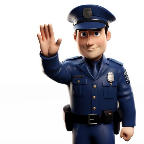 Policeman Cartoon, Car Animation, Security Officer, Security Guard, Policeman, White Background, White