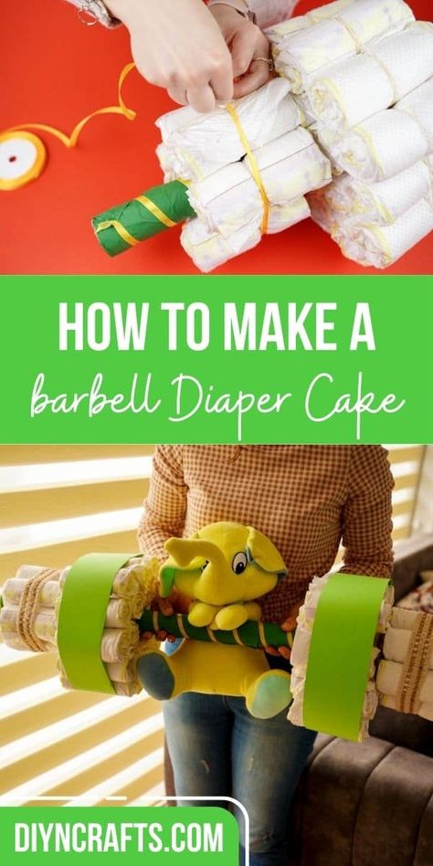 Gym Baby Shower Theme, Crossfit Baby Shower Ideas, Diaper Decorations, Crossfit Baby, Gamer Baby, Diaper Party, Baby Shower Snacks, Gym Showers, Diy Diaper Cake