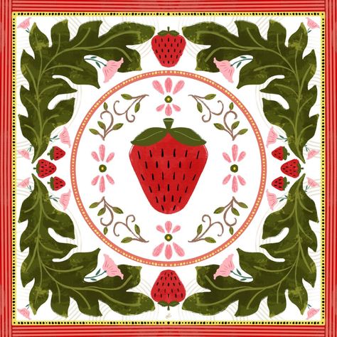 Last week’s #PatternsWithMaja @maja_faber prompt was #Strawberries 🍓♥️✨ #ArtLicensing #HomeDecor #FabricDesign #SurfacePatternDesign #PatternForLicensing #DecorSurfaceArt #HomeTextiles #IllustratedPattern #PatternLicensing #DesignForLicensing #CreativeSurface #InnovativePatterns #theydrawandgarden Strawberry Folk Art, Folk Art Strawberries, Folk Art Inspiration, Maja Faber, Spring Graphic Design, Flower Wreath Illustration, Berry Pattern, Surface Art, Folk Art Flowers