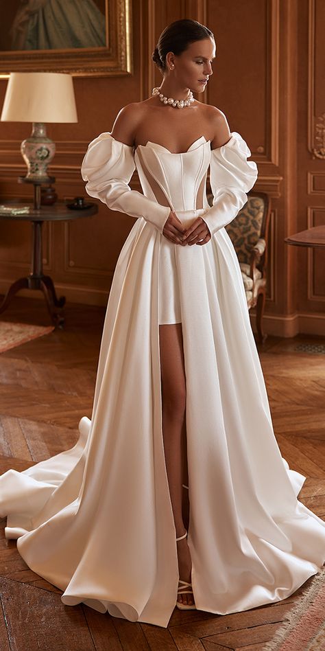 Trendy Wedding Dresses For 2024 Wedding Dresses Guide Long Gown For Wedding, Dress Sleeves, Trendy Wedding Dresses, Dress 2024, Gowns Online, Dress Store, Long Wedding Dresses, White Wedding Dresses, Wedding Dress Long Sleeve